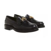 Zwarte Leren Schoenen met Gouden Logo Barbour , Black , Dames