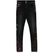 Zwarte Verfspatten Klassieke Jeans Amiri , Black , Heren