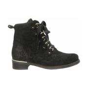 Nubuck Leren Enkellaarzen Waldläufer , Black , Dames