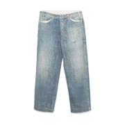 Lichtblauwe Katoenmix Wide Leg Jeans Emporio Armani , Blue , Heren