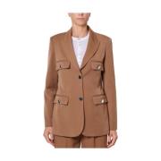 Klassieke Stretch Stof Kameel Blazer Liu Jo , Brown , Dames