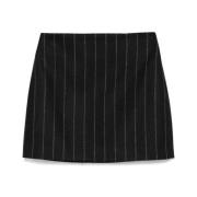 Donkergrijze Pinstripe Wollen Rok Anine Bing , Gray , Dames