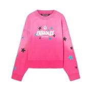 Hot Pink Logo Print Sweater Palm Angels , Pink , Heren