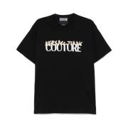 Zwart Crew Neck Korte Mouwen T-shirt Versace Jeans Couture , Black , H...