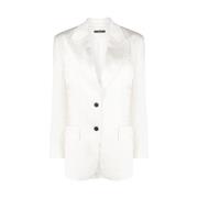 Satin-Finish Blazer met Peak Revers Tom Ford , White , Dames