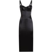 Zwarte Jurk met Benigd Lijfje en Achtersplit Dolce & Gabbana , Black ,...