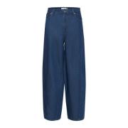 Donkerblauwe Denim Wijde Pijp Broek InWear , Blue , Dames