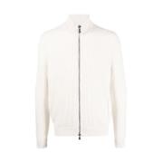 Geribbelde Kasjmier Cardigan Fedeli , White , Heren