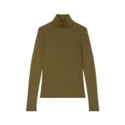 Geribbelde Longsleeve Trui Marc O'Polo , Green , Dames