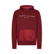 Logo Mix Media Hoody Pullover Tommy Hilfiger , Red , Heren