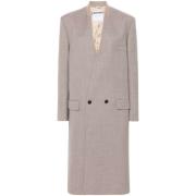 Taupe Wollen Jas met Splitmanchetten Moschino , Gray , Dames