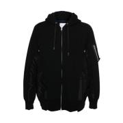 Zwarte Hoodie met Ritszak Sacai , Black , Heren