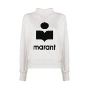 Ecru Flocked-Logo Sweatshirt Isabel Marant Étoile , White , Dames