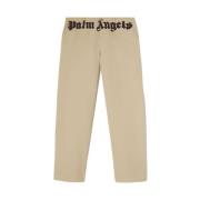 Beige Katoen Logo Print Rechte Pijp Palm Angels , Beige , Heren