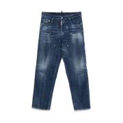 Indigo Blauwe Klassieke Jeans Met Knoopsluiting Dsquared2 , Blue , Her...