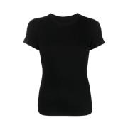 Zwarte Katoenen Geribbelde Logo T-shirt Isabel Marant , Black , Dames