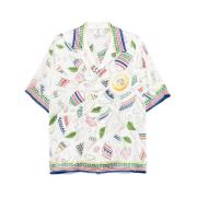 Witte Cubaanse Kraag Shirt met Strepen Casablanca , Multicolor , Heren