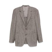 Tweed Front Button Jacket Canali , Gray , Heren