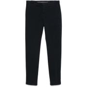 Navy Blauwe Slim Fit Twill Broek Canali , Blue , Heren