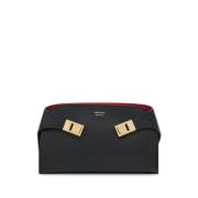 Zwarte leren schoudertas Gancini slot Salvatore Ferragamo , Black , Da...