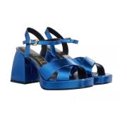 Blauwe Metallic Cross Sandalen Buffalo , Blue , Dames