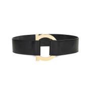 Zwarte leren riem met Gancini gesp Salvatore Ferragamo , Black , Dames