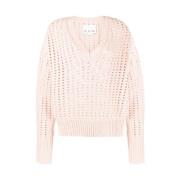 Rose Pink Cashmere V-Hals Trui Sa Su Phi , Pink , Dames