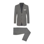 Visgraat Wollen Pak Kiton , Gray , Heren