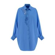 Kanten Detail Over-Style Shirt Ermanno Scervino , Blue , Dames