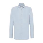 Elegante Gestreepte Katoenen Overhemd Kiton , Blue , Heren