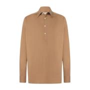 Handgemaakt Kameel Katoenen Poloshirt Kiton , Brown , Heren