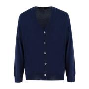 Merino Wol Knoop Cardigan Drumohr , Blue , Heren