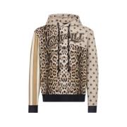 Jaguar Print Katoenen Hoodie Roberto Cavalli , Multicolor , Heren