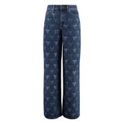 Wijde pijpen jeans met strik Self Portrait , Blue , Dames