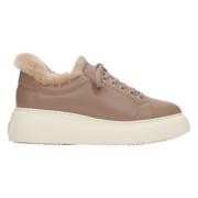 Bruine Lage Winter Sneakers met Bontvoering voor Dames Estro , Brown ,...