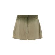 Zijden Shorts met Verborgen Knoopsluiting Prada , Beige , Dames