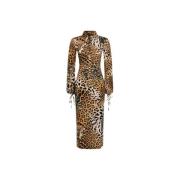 Iconische Luipaardprint Midi Jurk Roberto Cavalli , Multicolor , Dames