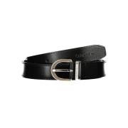 Zwarte leren riem met metalen gesp Calvin Klein , Black , Dames