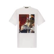 Grafische Print Katoenen T-shirt Roberto Cavalli , White , Heren