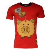 2019 Jaar van het Varken T-shirt Dolce & Gabbana , Red , Heren