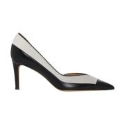 Leren pumps met inzetstukken Kiton , White , Dames