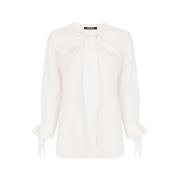 Zijden Tie-Front Top met V-hals Roberto Cavalli , White , Dames