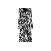 Jaguar-Print Wrap Midi Jurk Roberto Cavalli , Gray , Dames