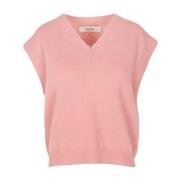 Wollen V-hals mouwloos vest Jucca , Pink , Dames