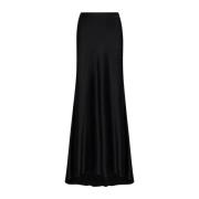 Zijden Satijnen Maxi Rok Kiton , Black , Dames