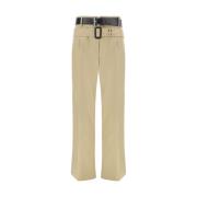 Katoenen broek met riem Prada , Beige , Dames