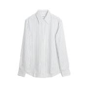 Navy Pinstripes Overhemd Soulland , White , Heren