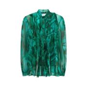 Zijden Malachietprint Blouse Roberto Cavalli , Green , Dames