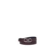 Rood & Zwart Leren Gancini Riem Salvatore Ferragamo , Red , Dames