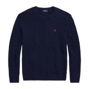 Kabeltrui Wol-Kasjmier Sweater Polo Ralph Lauren , Blue , Heren